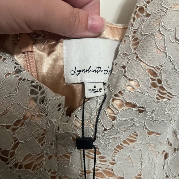 NWT Layered With Love Gray Blue Lace Dress Size Small - Picture 5 of 8